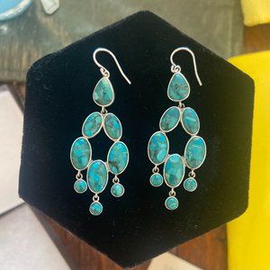 Silpada "Vieques Earrings"  W3289  Compressed Turquoise and Sterling Silver